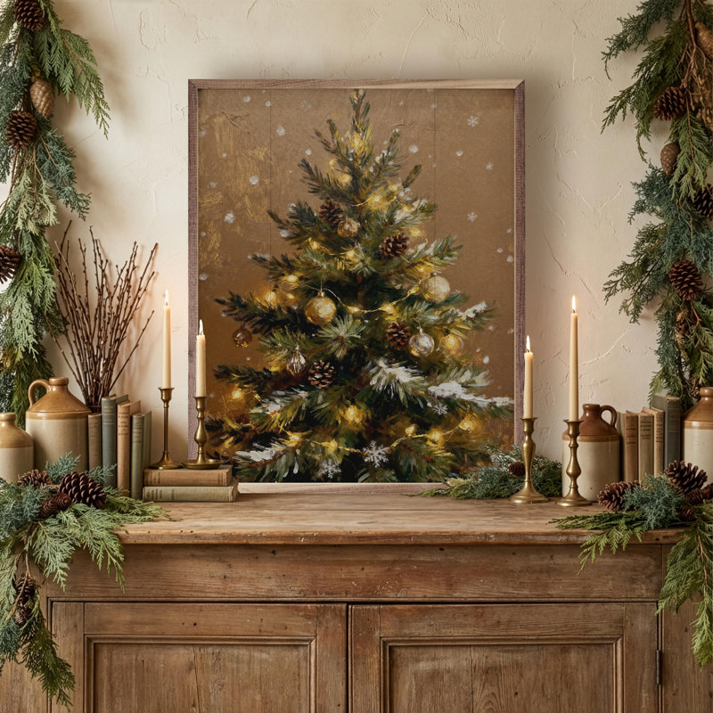 Arbre de Noël brun, H 20 po x l 16 po
