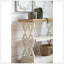 Console 35,5 po x 14 po x 32 po en bois vieilli blanc et naturel, console de style champêtre