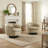 Upholstered Cream Faux Leather Swivel Barrel Chair Recessed Arms With Solid Wood Base (Set of 2)-815109314