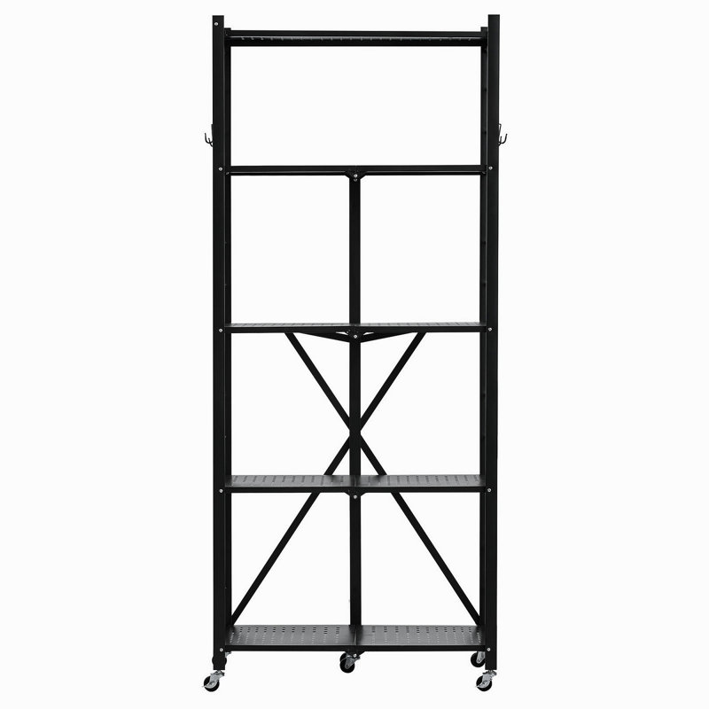 Étagère de rangement pliable à 5 niveaux avec roulettes 28 x 13 x 66 pouces