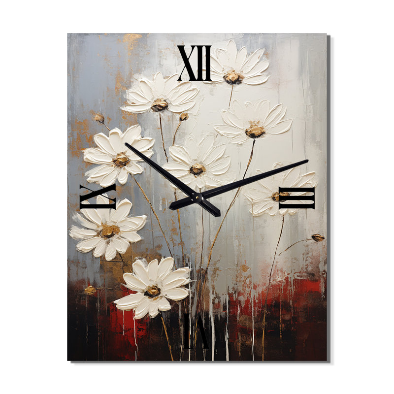 Horloge murale marguerite blanche VI, Grand