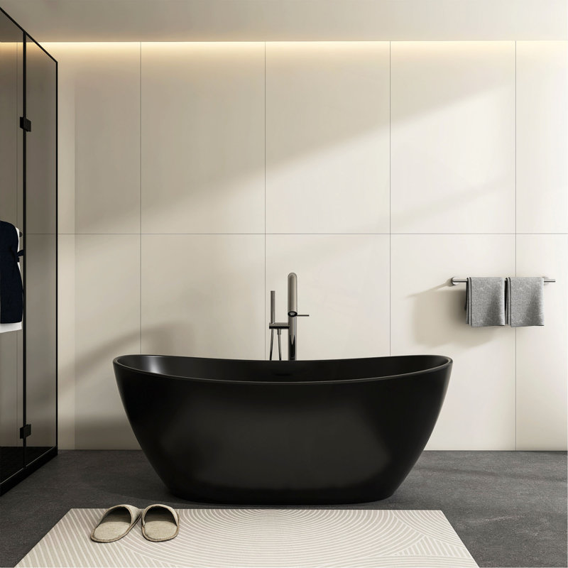 Baignoire de salle de bain autoportante en pierre artificielle 65 pouces