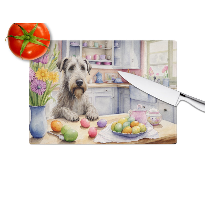 Decorating Easter Irish Wolfhound Glass Cutting Board