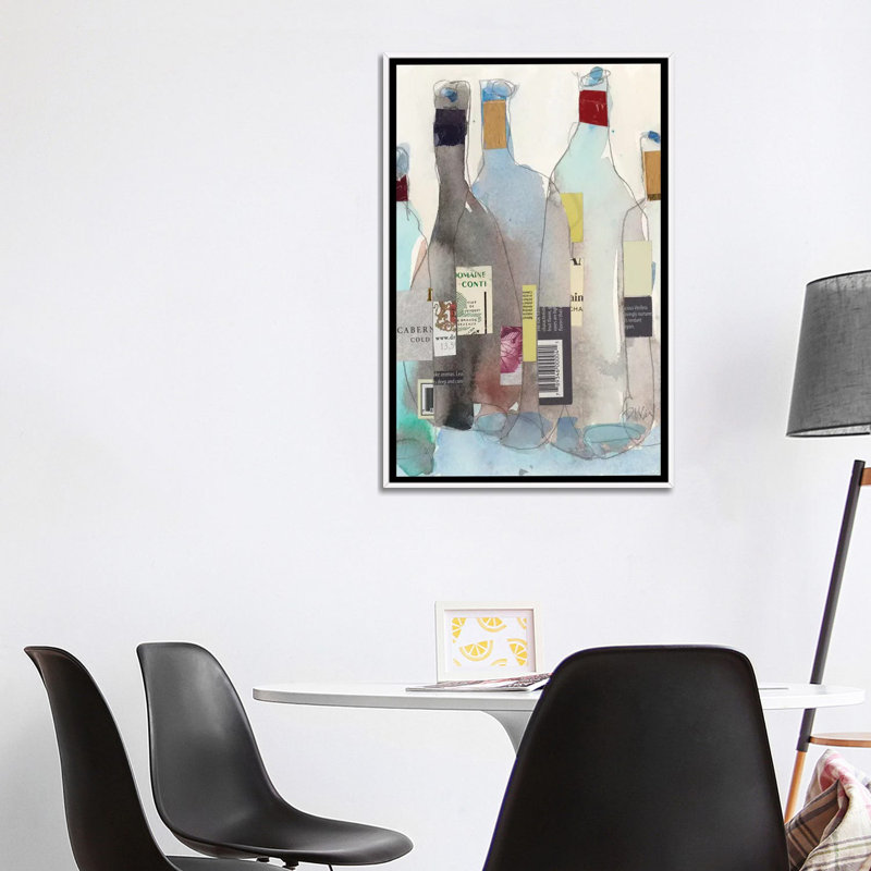 The Wine Bottles III - reproduction d'art murale - toile encadrée, H 40 po x l 26 po, Blanc