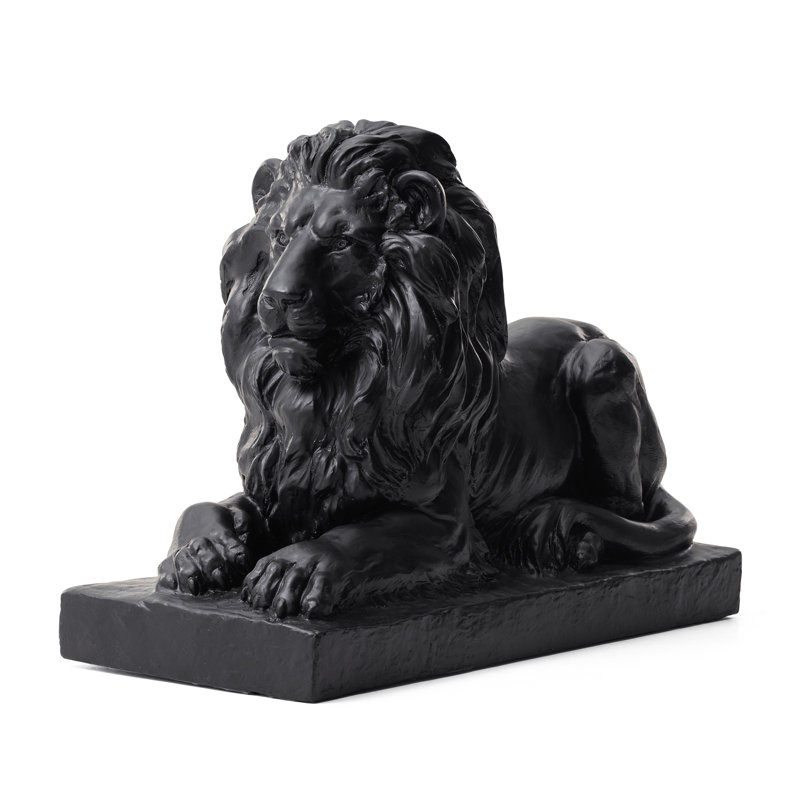 Statue de lion gardien MGO couché, Noir, 1
