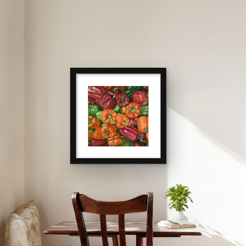 A Lot of Peppers - Rustic, H 16 po x l 16 po, Noir