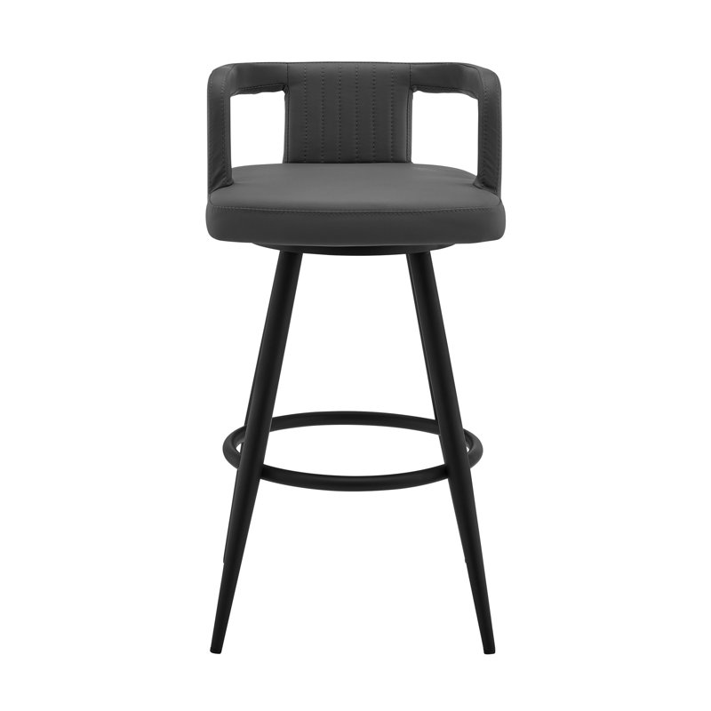 Kresha Upholstered Counter Stool with Metal Frame, Bar Stool (30" Seat Height), Black