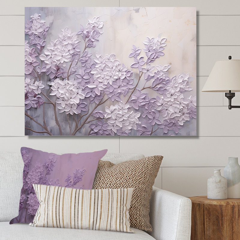 Blooming Lilac Melody I - Lilacs, art mural encadré, H 24 po x l 32 po, Toile tendue, Sans cadre