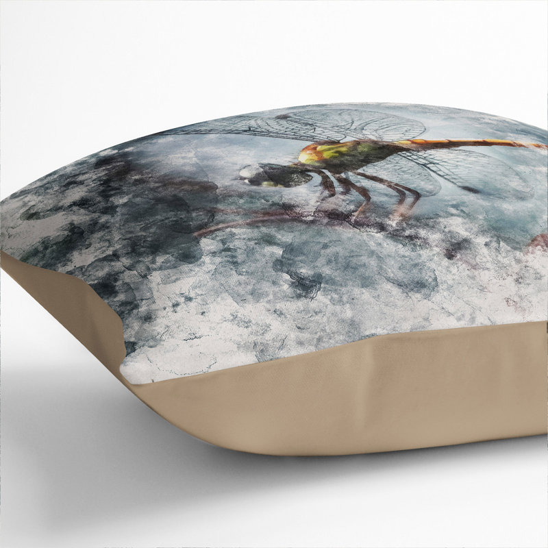 Dragonfly Vol.5 Watercolour Square Throw Cushion, Stone, 55cm H x 55cm W x 20cm D
