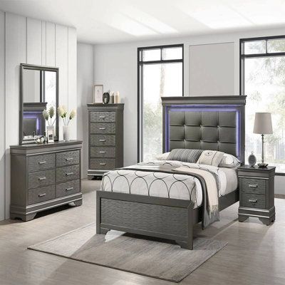 Modern Transitional 1pc Wooden Chest Unique Drawers Gray Finish Bedroom Furniture