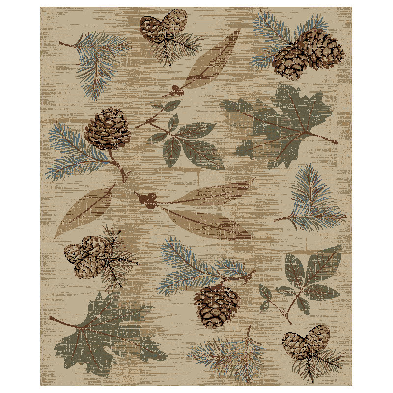 Tapis beige / bleu Perz, Rectangle 5 pi 3 po x 7 pi 3 po