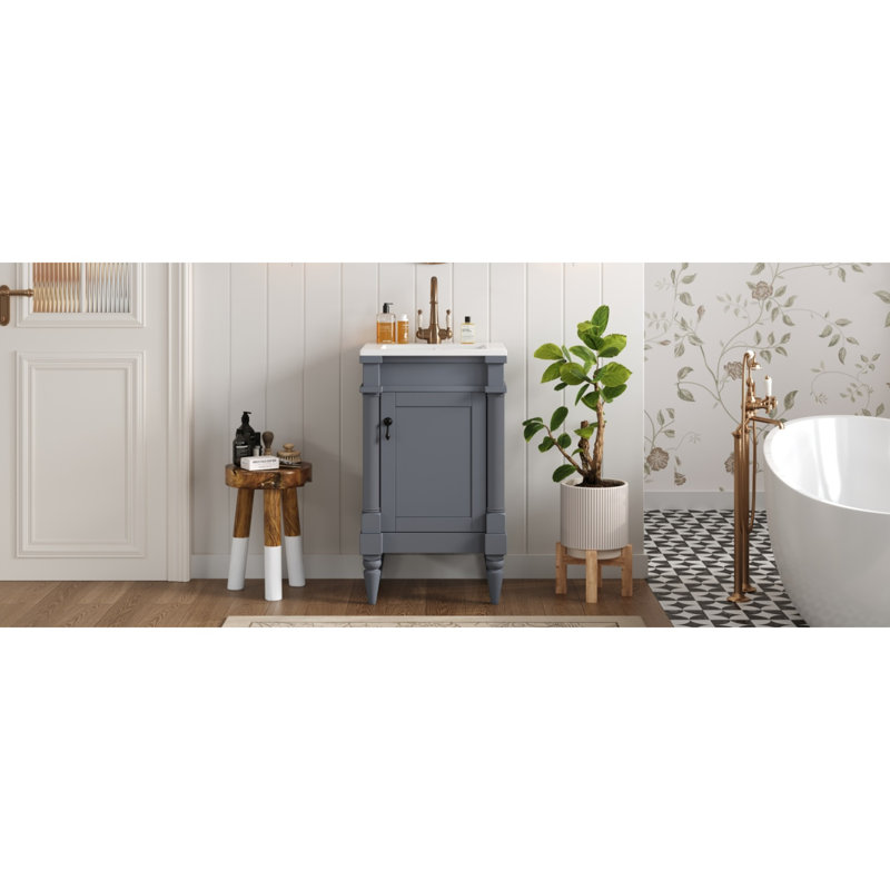 Small Space Vanity Ceramic Mdf Retro Style Bathroom Solution