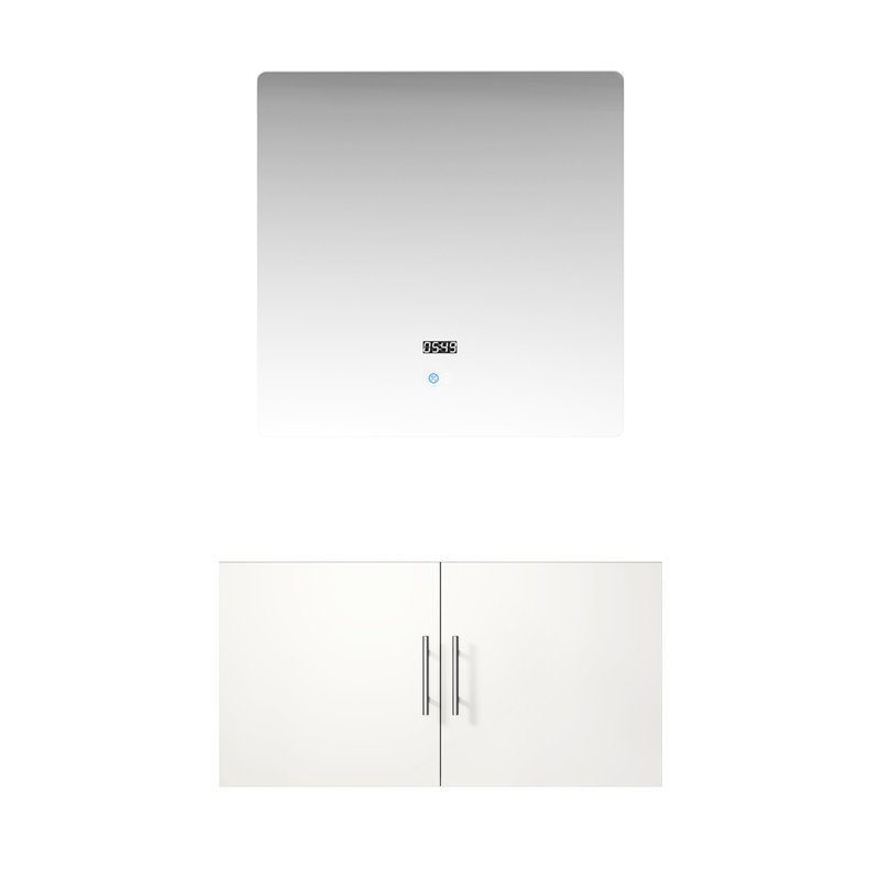 36 po L x P 22 po. Meuble-lavabo blanc brillant avec miroir DEL - beaucoup d'espace de rangement