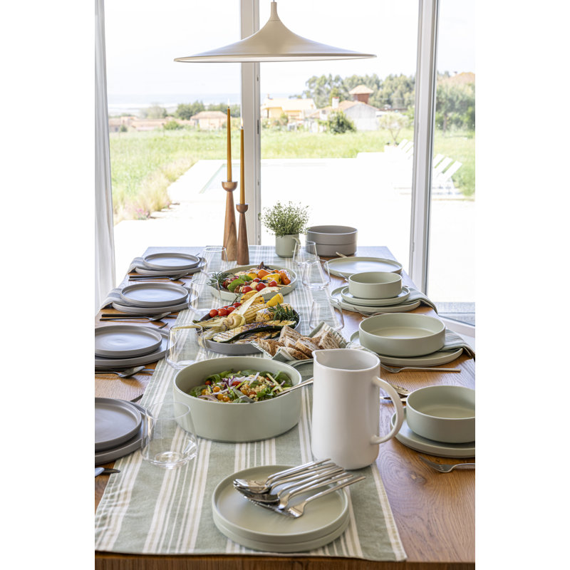 over&back Stackable 16-Piece Semi Hand-Finished Stoneware Dinnerware ...