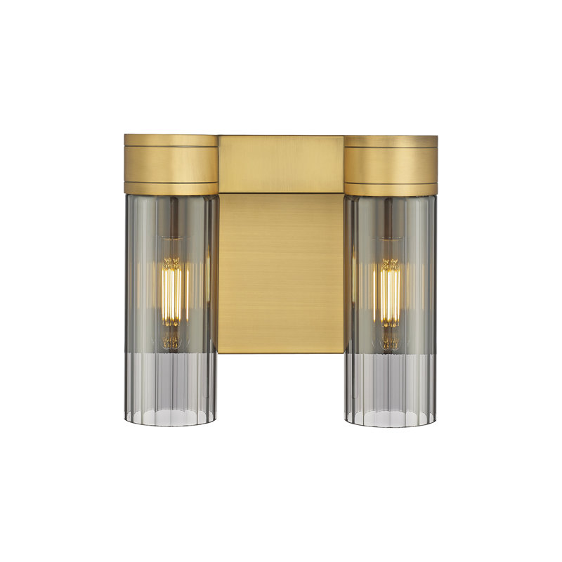 Applique murale 11 po 2 lumières Empire, Laiton brossé, Plaqué couleur fumée, H 9,5 po x l 10,5 po x P 5,5 po