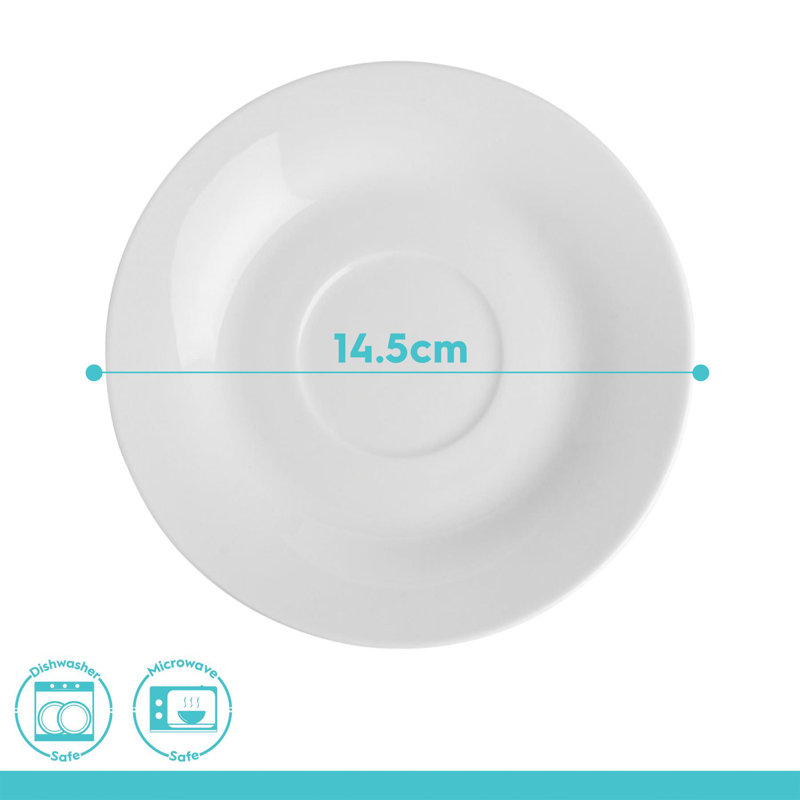 Argon Tableware - Classic White Cappuccino Cup & Saucer - 320ml - White