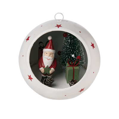 Boule à DEL en fer D5,5 x 6 po avec père Noël