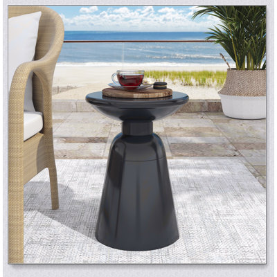Table de bout d'extérieur en métal durable avec fer thermolaqué et conception circulaire moderne pour une stabilité et un style améliorés