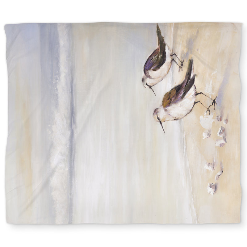 Coastal King Duvet Cover - Two Sandpipers Beach Decor, King Duvet Cover, Gray/Beige