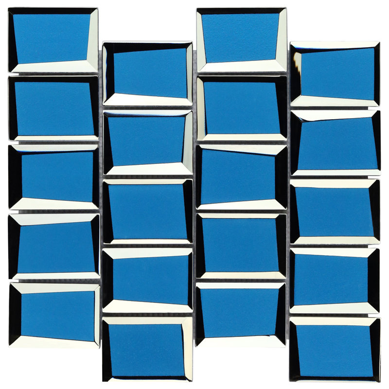 Revell 11" x 12" Glass Grid Mosaic Wall Tile (0.88 Sq. Ft. / Each), Blue