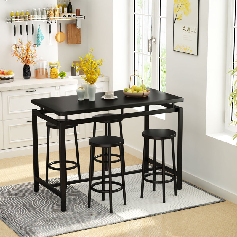 4 - Person Four Leg Dining Set, Black