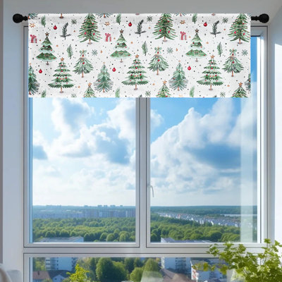Christmas Forest Short Curtains Kitchen Sunshade Curtains Partition Curtains Small Curtains Piece