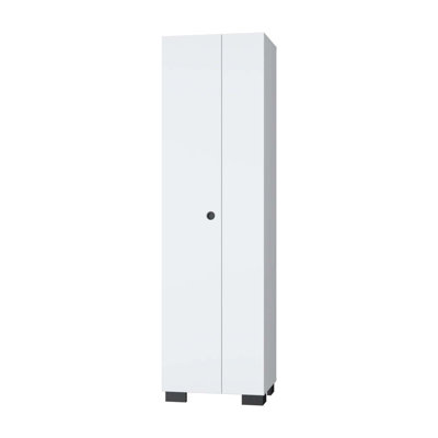 White Storage Shelves Broom Cabinet