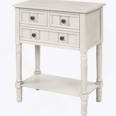 Narrow And Slim Console Table With Three Practical Storage Drawers And A Spacious Bottom Shelf, Ideal For Adding Style And Function To Your Home