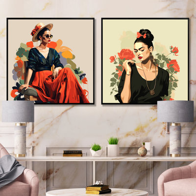 «Frence Essence In Minimalist Fashion Portrait IV», femme, art mural sur toile, ensemble de 2