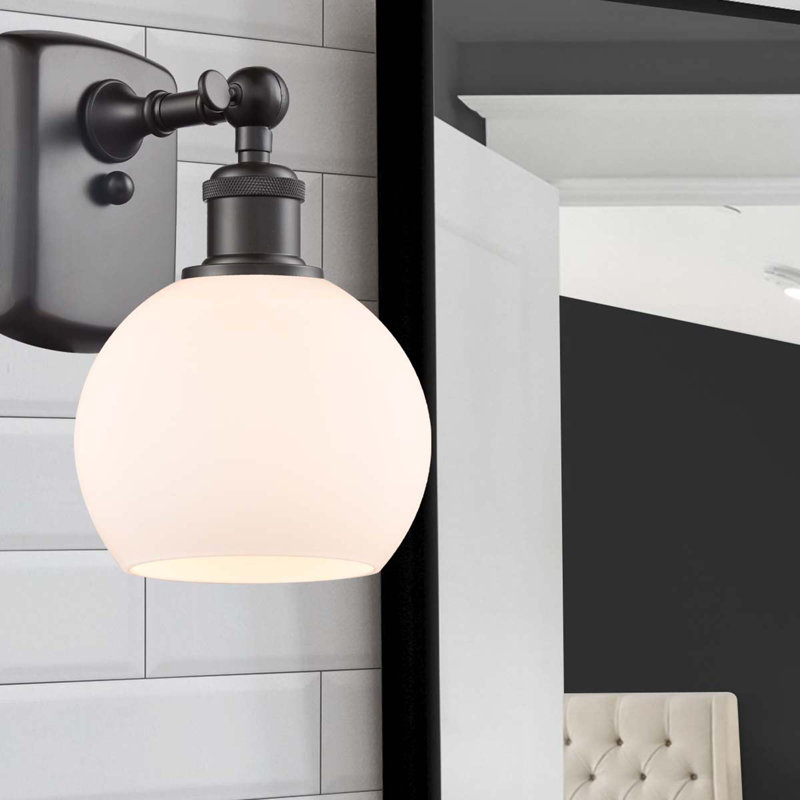 Applique murale 1 lumière 6 po Shauna, Blanc mat, Incandescente, Bronze huilé