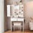 Small Makeup Vanity Desk With Mirror & Adjustable Led Lights,Built-In Power Outlet & Hidden Storage, Includes Padded Stool & Shelf,Space-Saving Dressing Table For Small Bedrooms,White