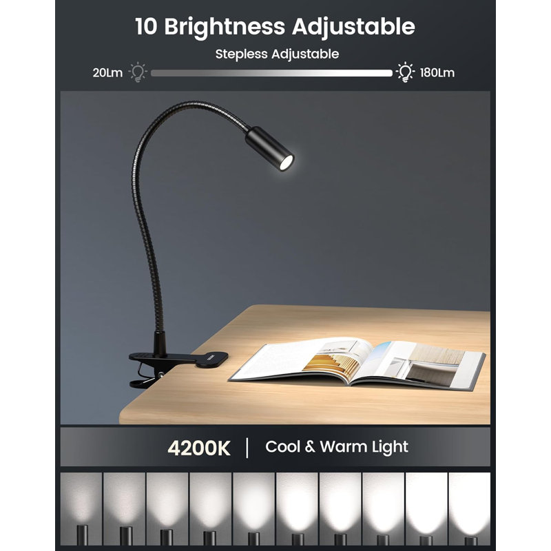 10 niveaux de luminosité de 20 à 180 lm avec lampe de lecture à DEL