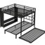 Grand lit superposé simple avec lit gigogne, bureau pliable, garde-robe encastré, garde-robe stable, sécuritaire et en métal noir rouillé, garde-corps pleine longueur faciles à installer pour un dortoir-934283912