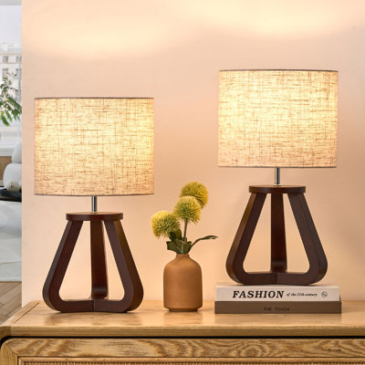 14.57" H Solid Wood Dimmable Table Lamps