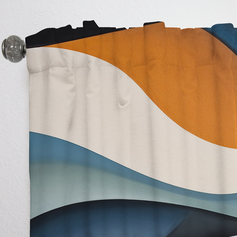 Visions symétriques bleues et orange - rideau à formes abstraites - obscurcissement de la pièce en velours - 1 panneau