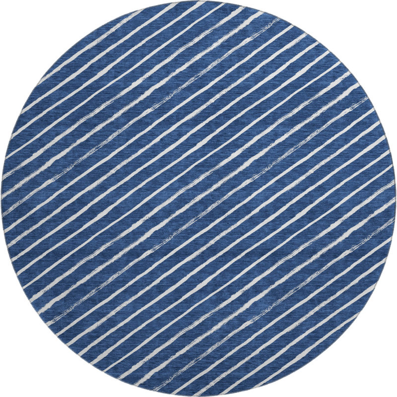 Tapis à rayures de qualité supérieure lavable à la machine AMF1819, Rond 8 pi