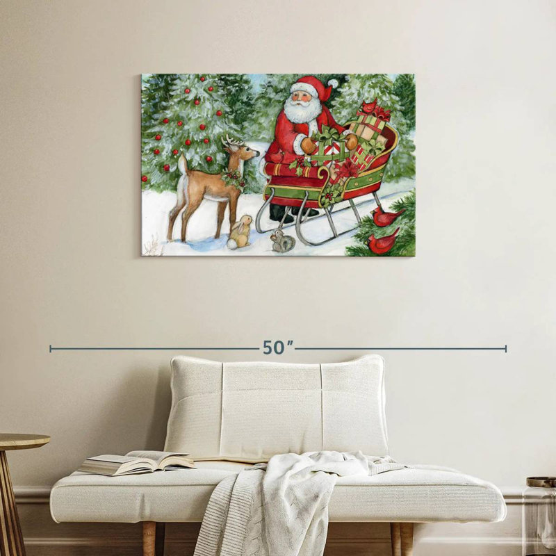 Père Noël et traîneau Woodland, H 24 po x l 36 po