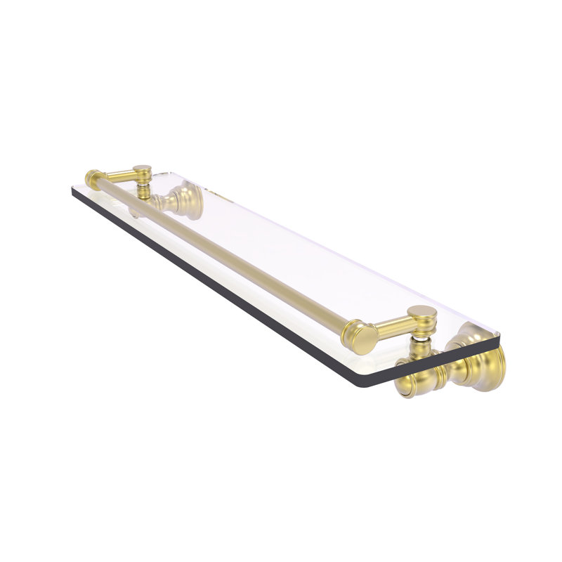 Freyja Glass Bracket Shelf, 3.3" H x 22" W x 5.54" D, Satin Brass
