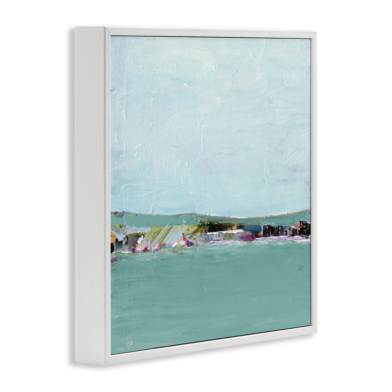 «Abstract Ocean Island», estampe numérique par Ethan Harper, Giclée encadrée blanc bord de mer, H 12 po x l 12 po