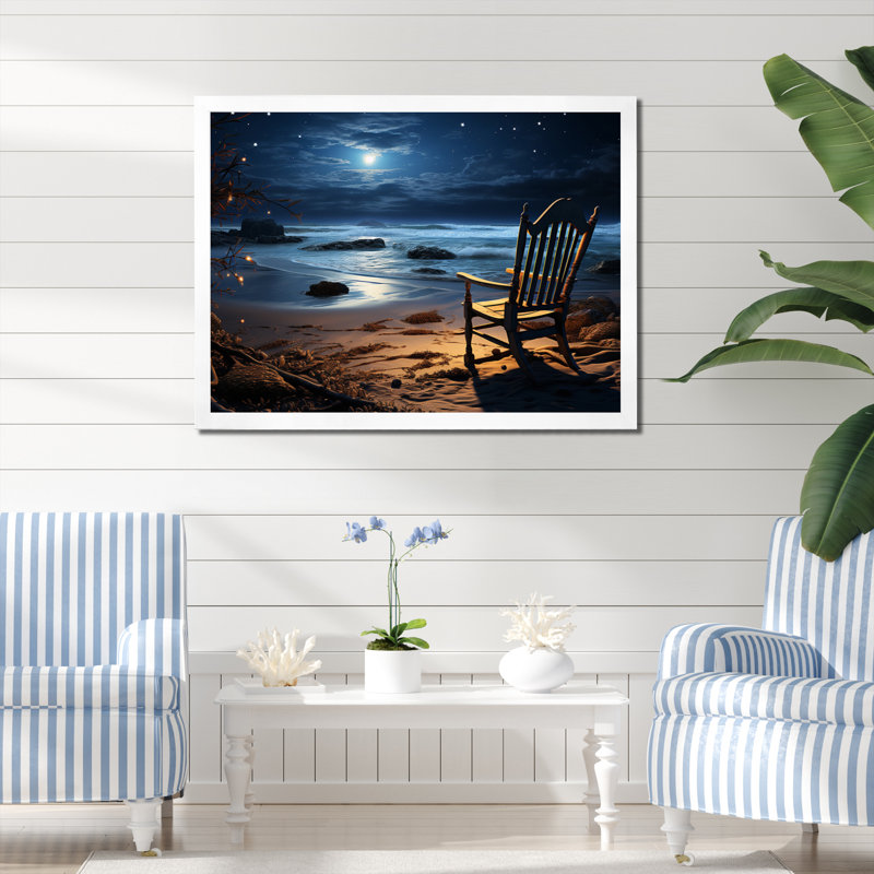 Beach Silent Night II - Nautical & Beach Wall Decor, Cadre photo blanc, H 34 po x l 44 po x P 1,5 po