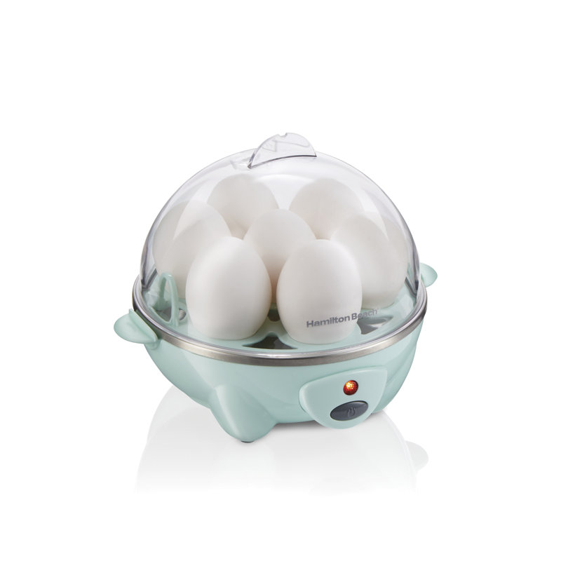Hamilton Beach 3-in-1 Egg Cooker, Hard-Boiled, Poached, Omelets, 7 Egg Capacity, Mint Color, 25504G