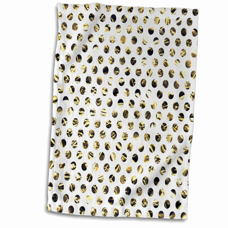 Elegant Glam Hand Towel - 15x22, Rose Gold Dots