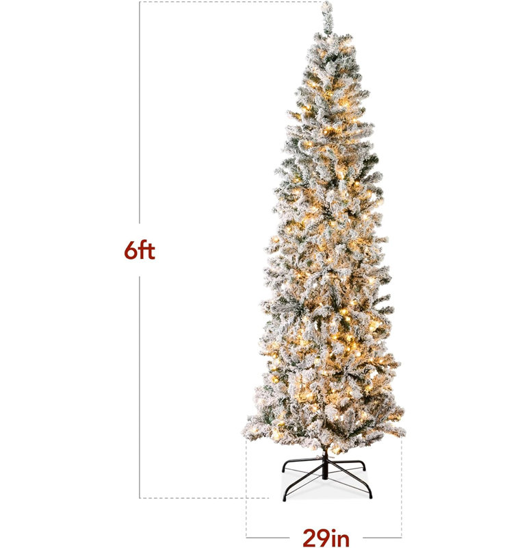 Arbre de Noël blanc clair 6 pi avec lumières et base