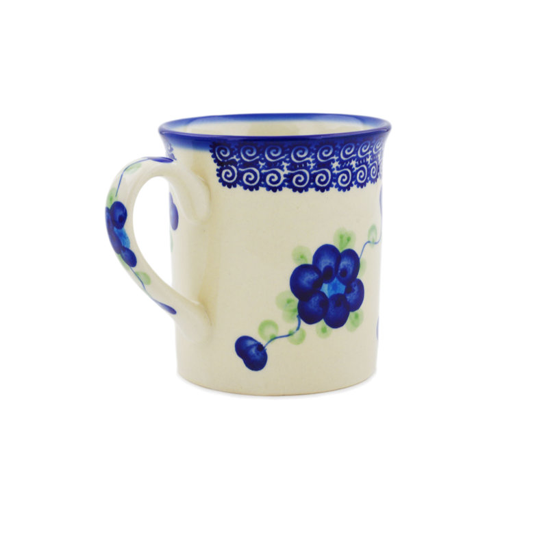Pansy Morning Handmade Stoneware Coffee Mug, 8 oz., Blue Poppies