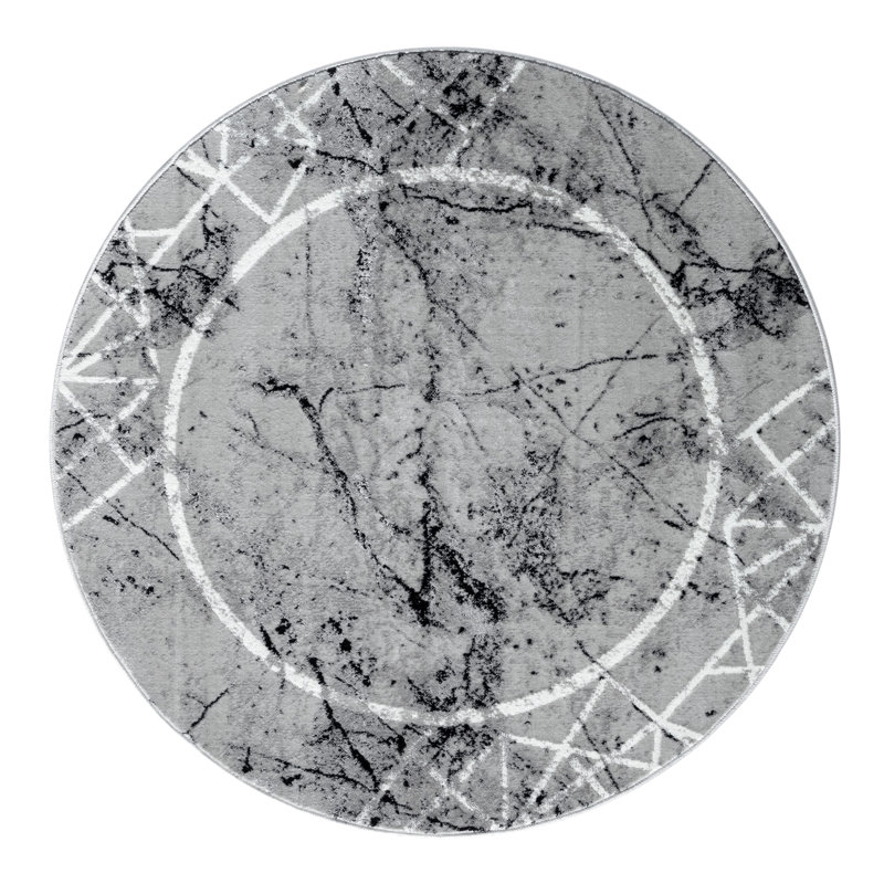 Vladya Abstract Border Area Rug, Round 5'3"