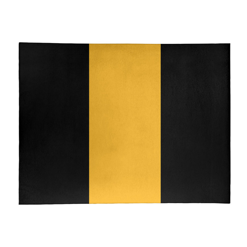 Tapis noir/doré tissé à plat Pittsburgh, Rectangle 8 pi x 10 pi