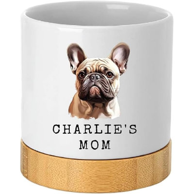 Pot de fleur personnalisé de 4 pouces avec drainage pour chien, photo de race de chien, nom, cadeau commémoratif pour animal de compagnie, décoration intérieure