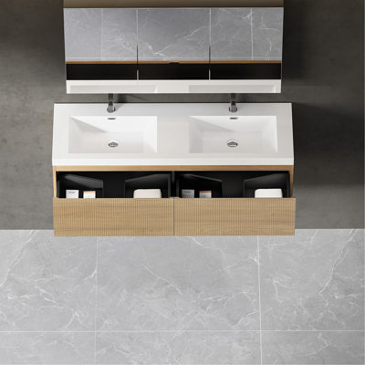 Ensemble de meuble-lavabo mural 72 po avec évier flottant 72 po.