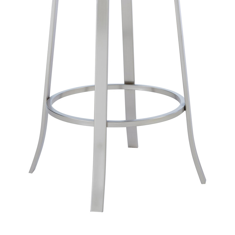 Tabouret de bar contemporain de 30 po de hauteur en acier inoxydable brossé et similicuir gris