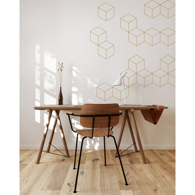 Modern Geometric Cube Wall Decal – 3D Line Art Vinyl Sticker For Living Room, Office Or Bedroom Decor – Minimalist Wall Art Mural 128Lu